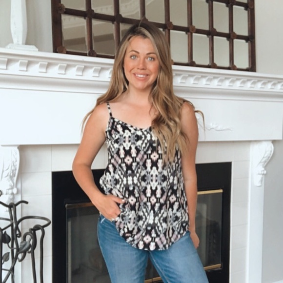 Olive + Oak Purple Southwestern Aztec Print Tank Sz Small - Picture 2 of 7